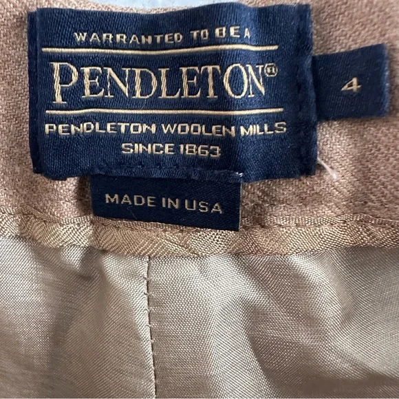 Pendleton Wool Pants Women 4 Tan Camel Straight Leg Dress Trousers USA Made - Picture 4 of 11